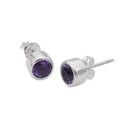 SET IN STONE - AMETHYST ROUND STUD